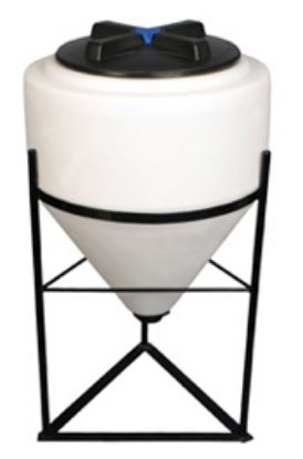 Picture of 60 US Gallons Close Top Cone Bottom Tank, 1.5 sg, White. Steel Stand Included